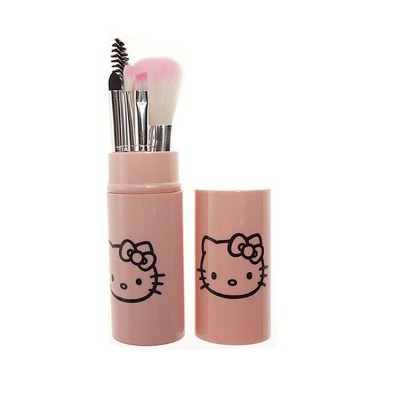 Amazon Hot Selling Portable Hello Kitty Kids 5pcs Cosmetic Makeup Brushes with Box Cute Cosmetic Tool