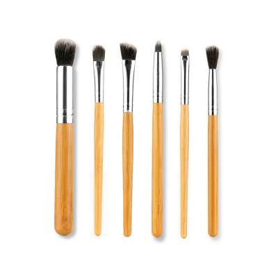 2020 New Style High Quality Bamboo Wood Handle 6pcs Cosmetic Tool Eyeshadow Eye Beauty Makeup Brush Set