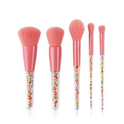 Colorful Sprinkle Professional Pink 5pcs Cosmetic Makeup Brush Set Cute Girl Kit Beauty Tool